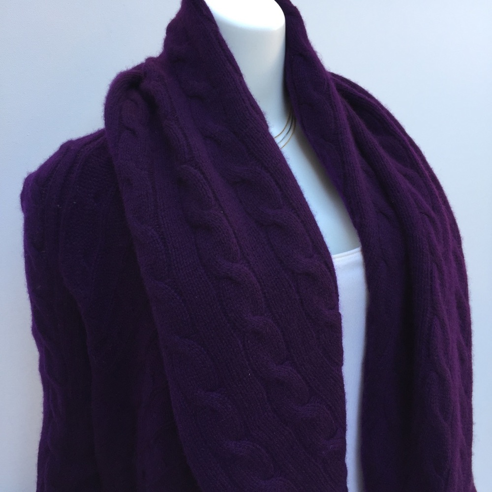 RLBL Cashmere Cable Knit Circle Cardigan Purple XS